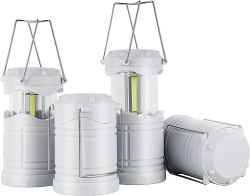 Vista 16 de Lichamp Linterna LED para campamento, paquete de 4 linternas alimentadas por batería para cortes de energía, luz colgante plegable portátil esencial