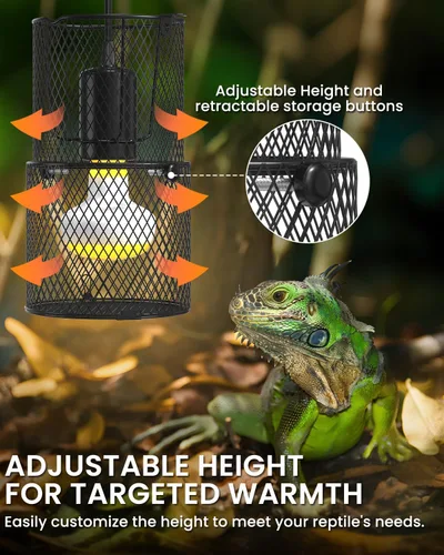 Vista 3 de GlowUp Soporte retráctil para lámpara de calor de reptiles, protector de emisor de calor de cerámica de 150 W con soporte anticalor, interruptor