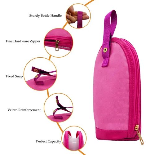 Vista 6 de Bolsa enfriadora de leche materna – Bolsa de viaje aislada para biberón para guardería (dos piezas, rojo)