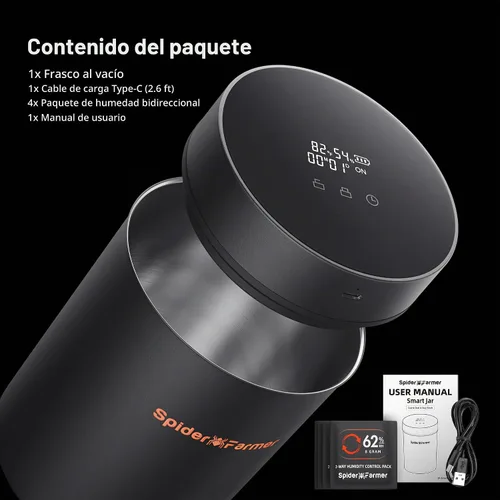 Vista 7 de Spider Farmer Envase al vacío Smart Curing Jar 2L para almacenamiento