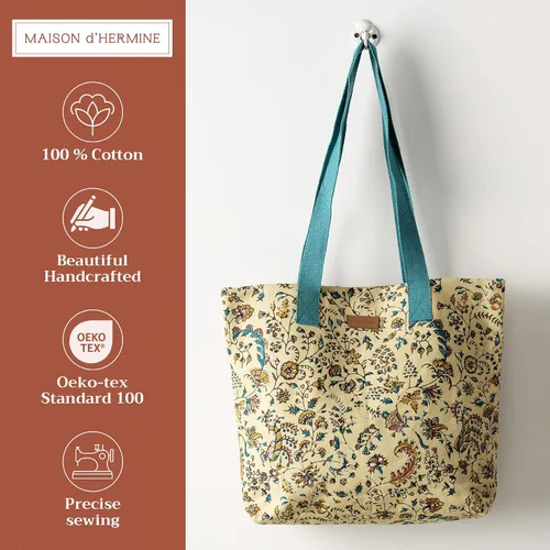 Vista 2 de Maison d' Hermine - Bolsa de lona de algodón reutilizable para mujeres, con asa para el hombro, bolsas a granel para compras y viajes