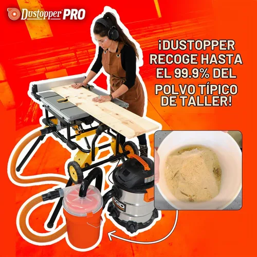 Vista 3 de Colector de polvo Dustopper PRO solamente: utiliza tu manguera y codos Separador de polvo ciclónico de eficiencia del 99.9% y accesorio