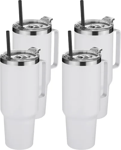 Vista 22 de Hasle Outfitters - Vaso de acero inoxidable de 40 onzas con asa, juego de vasos térmicos aislados al vacío, taza de viaje reutilizable de doble
