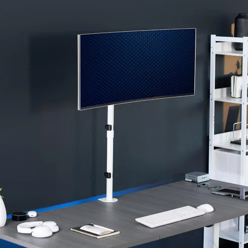 Vista 6 de VIVO Soporte de escritorio para monitor individual, extra alto totalmente ajustable para 1 pantalla LCD de hasta 32 pulgadas, pantallas ultra anchas