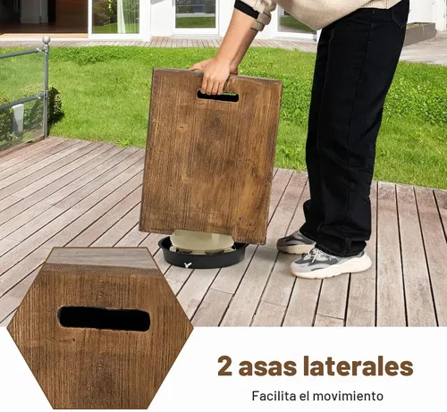 Vista 5 de GIANTEX Mesa escondida de tanque al aire libre, mesa auxiliar de patio Marrón