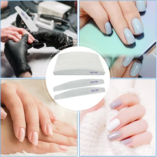 Vista 6 de Limas de uñas (paquete de 50), lima de uñas de madera de grano 100/180, lima de uñas de doble cara de madera Emory para uñas naturales, profesional