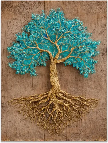 Vista 24 de VOCBAN Naturaleza árbol de la vida imágenes abstractas lienzo pintura grande moderno lienzo arte de pared árboles coloridos sala de estar decoración