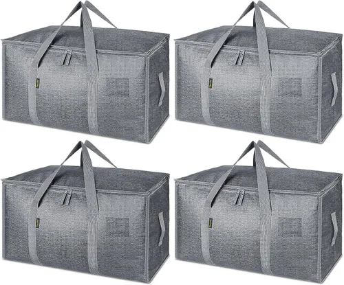 Vista 34 de BALEINE Paquete de 2 bolsas de mudanza de gran tamaño con asas reforzadas, bolsa de almacenamiento resistente para ropa, suministros de mudanza
