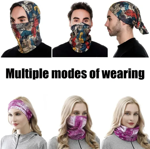 Vista 3 de KINREE 9PCS Face Mask Bandanas Headband Head Wrap Scarf Neck Warmer Headwear Balaclava for for Dust Sun Wind