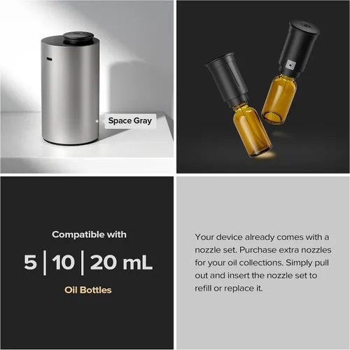 Vista 5 de Airversa - Difusor de aceites esenciales sin agua para aromaterapia en el hogar con 3 configuraciones de temporizador de cuenta regresiva o apagado