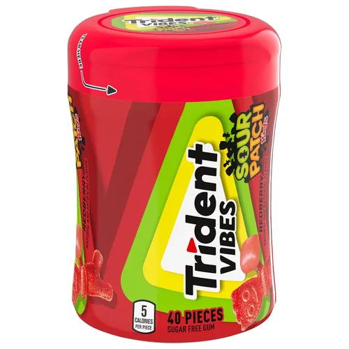 Vista 9 de Trident Vibes SOUR PATCH KIDS Redberry - Goma de mascar sin azúcar, botella de 40 piezas (paquete de 2)