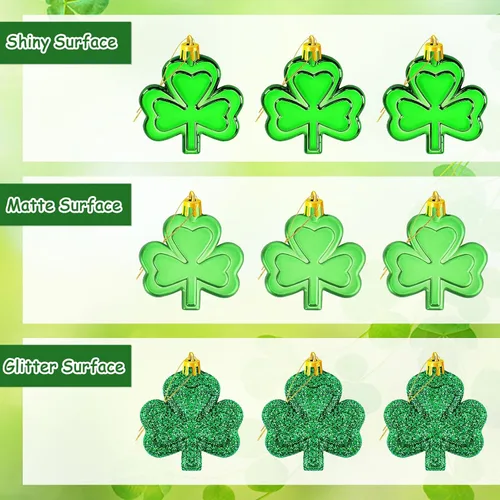 Vista 3 de JULMELON 36 Piezas Adornos de Tréboles del Día de San Patricio, Adornos de Mini Árbol, Decoración de Trébol Verde para Mesa de Comedor, Estante