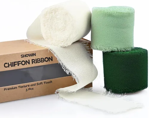 Vista 29 de 3 rollos de cinta de gasa con flecos hecha a mano, de chifón, color negro, de 1.5 pulgadas de ancho x 7 yardas de largo, cinta estilo seda