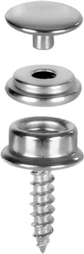 Vista 4 de Kit de 150 broches de lona de 0.59 pulgadas, botones a presión de base de acero inoxidable resistente con tornillos, kit de broches de grado marino