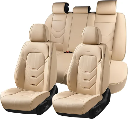 Vista 21 de Coverado Funda de asiento de automóvil, funda de asiento delantero para automóvil, protector de asiento de automóvil de cuero impermeable, fundas