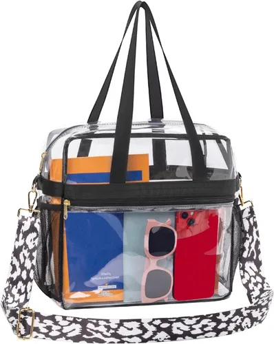 Vista 23 de Paxiland Clear Bag for Stadium Events, 12x6x12 inches Tote Bag with Detachable Reinforced Strap for Sports Concert and Work