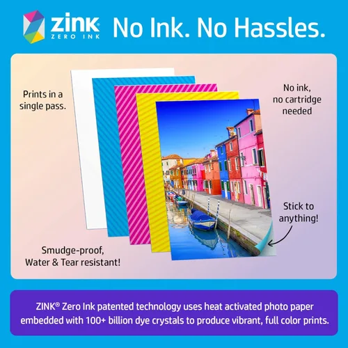 Vista 6 de HP Sprocket Impresora fotográfica instantánea portátil 2x3 (Luna Pearl) Paquete de álbum de recortes divertido Luna Perla