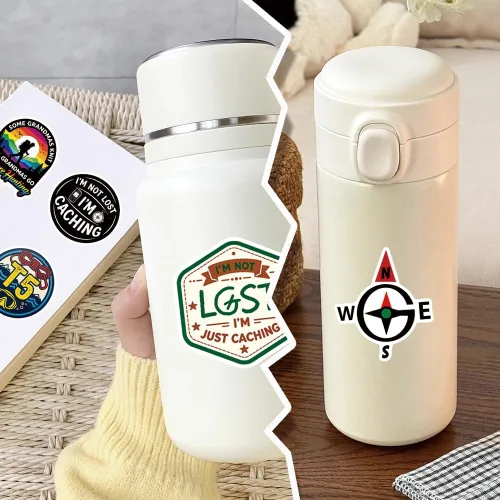 Vista 7 de Pegatinas de caza de tesoros con GPS 56 calcomanías de vinilo impermeables para botellas de agua, bicicleta, laptop, refrigerador, equipaje