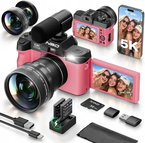 Vista 12 de NBD Cámaras digitales 5K 64MP para fotografía con WiFi de doble lente Negro