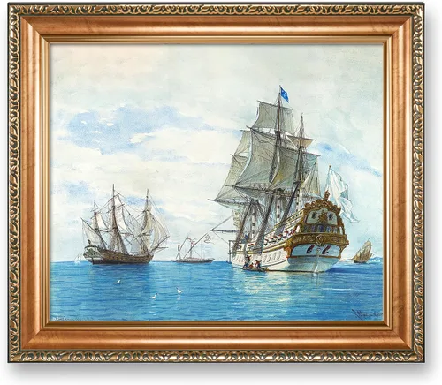 Vista 21 de A&T ARTWORK A Brisk Breeze por Willem van de velde Reproducciones de pintura de velero, impresiones en lienzo giclée para decoración del hogar, 20 x