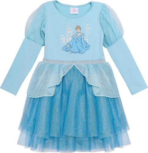 Vista 8 de Disney Vestido tutú de princesa de manga larga para niñas, lindos vestidos para niños pequeños con Cenicienta, Bella, Elsa y Tiana