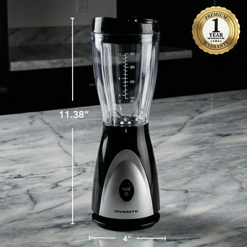 Vista 6 de OVENTE Licuadora personal portátil para batidos, batidos o bebidas congeladas con taza y tapa de viaje sin BPA de 13.5 onzas, cuchillas de acero
