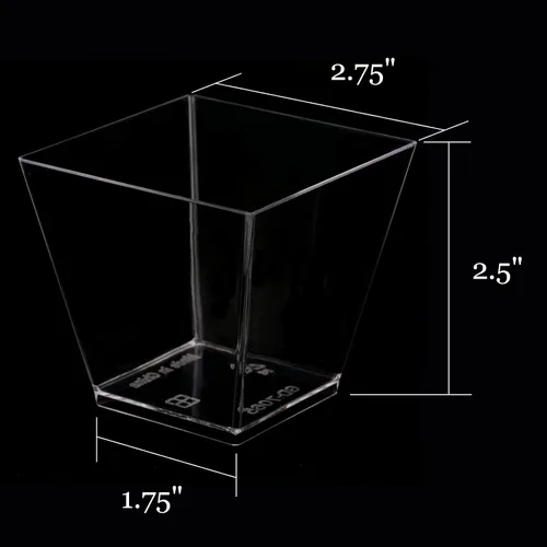 Vista 3 de Tosnail Paquete de 80 vasos cuadrados de plástico transparente para postres de 7 onzas con 100 cucharas