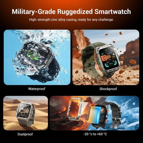 Vista 5 de Military Smart Watches for Men (Answer/Make Calls),1.91"Fitness Smart Watch for Android and iPhone, GPS Fitness Trackers Watch with Flashlight/Heart