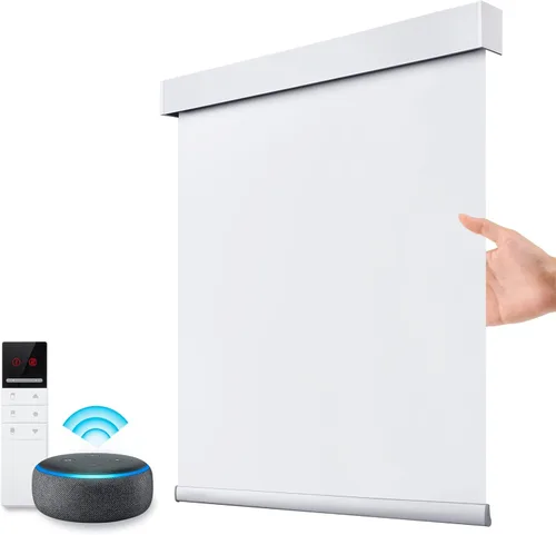 Vista 23 de ZSTARR Persianas opacas motorizadas con control remoto inteligente, persianas enrollables recargables inalámbricas para ventanas, oficina, hogar