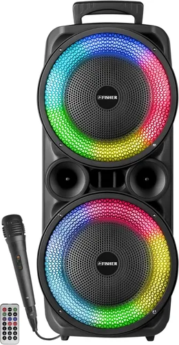 Vista 13 de Fisher Altavoces Bluetooth portátiles, altavoces estéreo, sistema inalámbrico Bluetooth, triángulo cuádruple de 6.5 pulgadas, doble potencia máxima