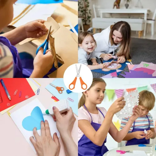 Vista 6 de EZZGOL - Tijeras a granel para niños, paquete de 12 tijeras de seguridad para estudiantes de punta roma de 5 pulgadas, 6 colores surtidos