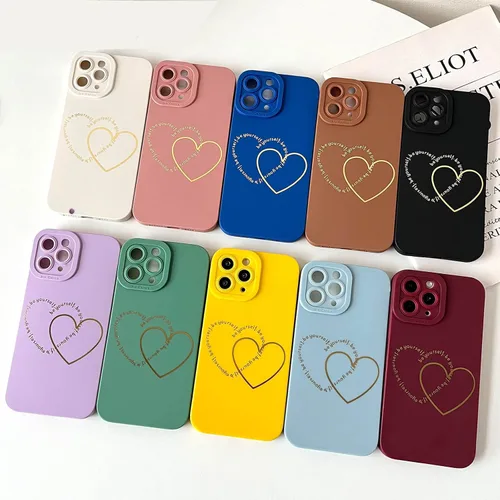 Vista 3 de ankofave Funda para iPhone 11 Pro Max para mujeres y niñas, bonita funda chapada en oro con doble corazón, suave, a prueba de golpes, funda Rosado