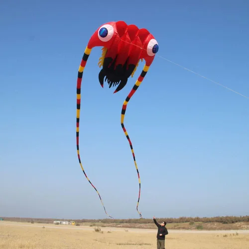 Vista 6 de Cometa roja grande inflable suave del trilobite para los adultos fácil volar mostrar cometas