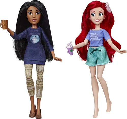 Vista 3 de Disney Princess Muñecas de películas Ralph Breaks The Internet, Ariel y Pocahontas con ropa cómoda y accesorios