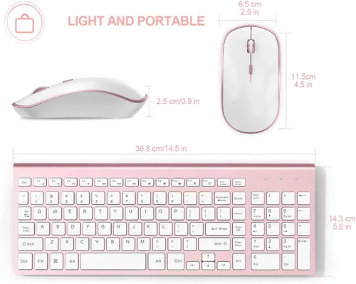 Vista 10 de JOYACCESS Combo de teclado y mouse inalámbricos, 2.4G compacto y ultra delgado teclado inalámbrico y mouse para Windows, computadora, escritorio