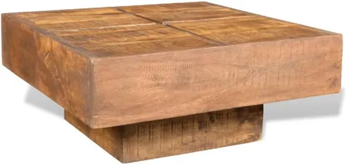 Vista 4 de Mesa de centro mesa de Centro para salaMesa de centro cuadrada marrón Madera maciza de mangoAdecuado para dormitorios, salas de estar y comedores