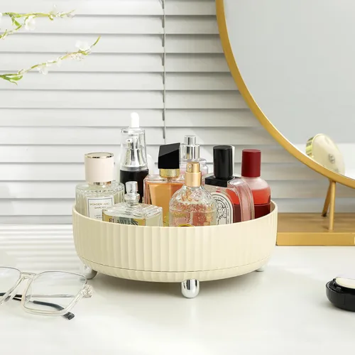Vista 4 de Anyoifax Bandeja organizadora de perfumes de maquillaje, giratoria de 360 grados, organizador de loción para el cuidado de la piel, organizador
