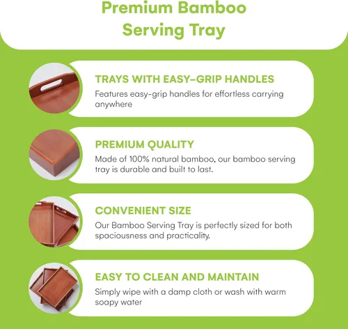 Vista 5 de Prosumers Choice Bandeja de madera – Bandejas de madera oscura con asas – Diseño anidado para ahorrar espacio – Bandeja de madera para servir