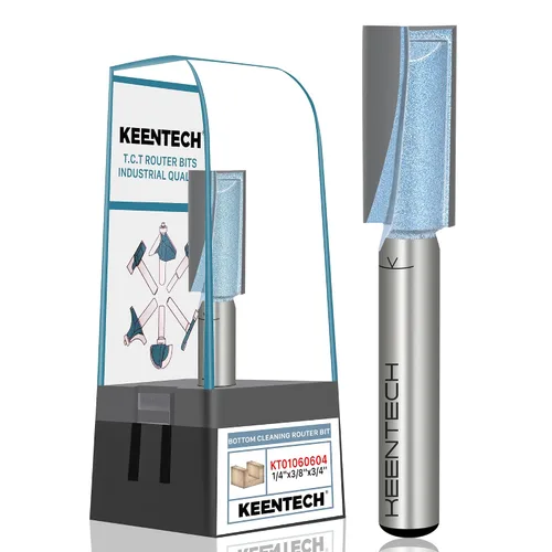 Vista 9 de KEENTECH Brocas de enrutador, 1/2" Shank, Fresa de limpieza inferior del enrutador, Broca de superficie con punta de carburo, Broca de spoilboard