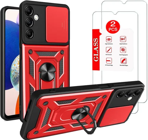 Vista 8 de Funda para Samsung Galaxy A14 5G con [2 unidades] protector de pantalla, para Galaxy A14 4G, funda protectora de doble capa resistente para teléfono