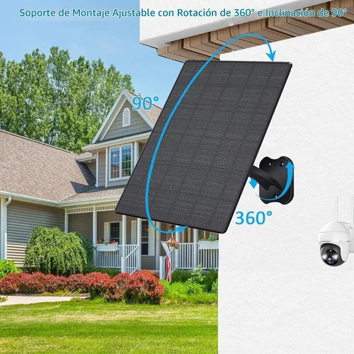 Vista 5 de Panel solar de 10 W para cámaras de seguridad, panel solar de cámara exterior de 5 V con cable USB-C, CC 0.217 x 0.083 in y puerto micro USB