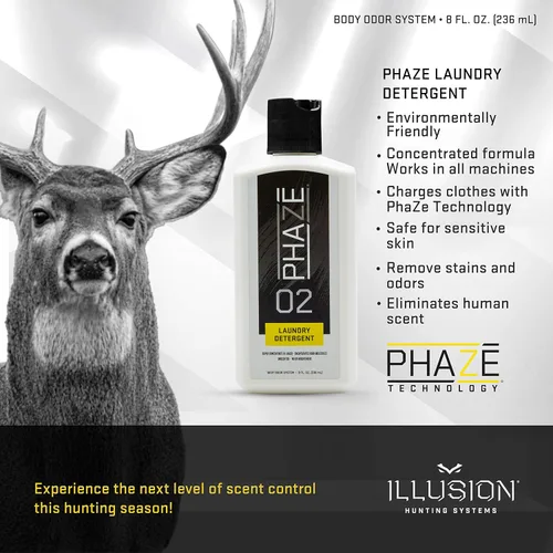 Vista 4 de PhaZe 2 Detergente para ropa - Sistema de control de aroma y eliminación de olores #1 Deer Hunter - 8 onzas
