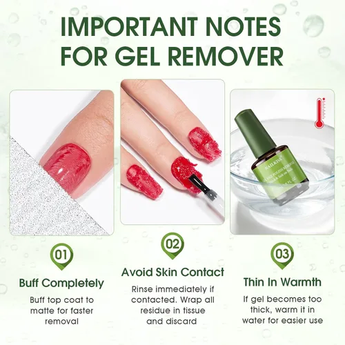 Vista 6 de Removedor de esmalte de uñas de gel de 0.5 onzas líquidas, removedor de esmalte profesional para uñas, removedor de esmalte rápido y fácil en 2-5
