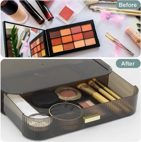 Vista 3 de Organizador de maquillaje con cajones apilables, organizadores y almacenamiento para tocador de baño, ideal para cosméticos, cuidado de la piel