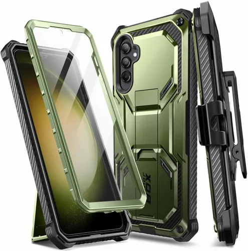 Vista 10 de i-Blason Armorbox - Funda para Samsung Galaxy S23 con soporte y clip para el cinturón, protector de pantalla integrado, 2 marcos frontales