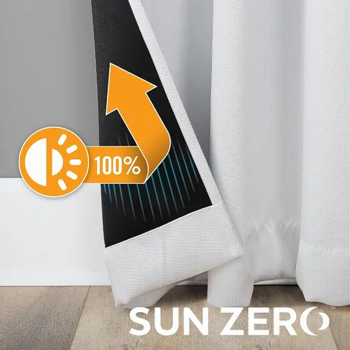 Vista 5 de Sun Zero Nordic - Juego de 2 paneles de cortinas con ojales de grado teatral extremo 100% opacas, 104" x 96" (2* 52" x 96"), cortinas opacas blanco