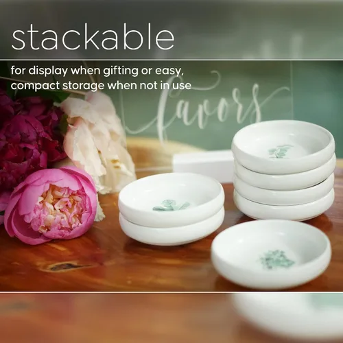 Vista 5 de Juego de 4 platos de cerámica para anillos, soporte para anillos o plato de baratija a granel con diseño decorativo de plantas, decoración de baño