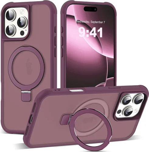 Vista 63 de SKYLMW - Funda compatible con iPhone 11 de 6.1 pulgadas, con soporte magnético invisible tipo anillo, funda translúcida de grado militar, compatible
