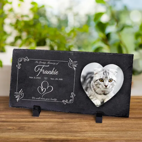 Vista 15 de Farfume Piedras conmemorativas personalizadas para mascotas con foto y texto Marcadores personalizados para tumbas para mascotas Lápidas