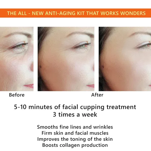 Vista 6 de Juego de ventosas faciales antienvejecimiento, masajeador facial. Levantamiento facial natural de DoSensePro. Mejora las arrugas de la piel